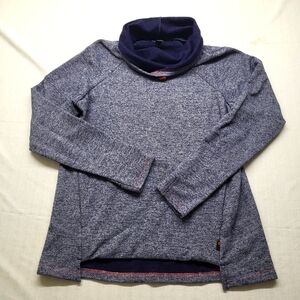 Betabrand Sweatshirt Large Blue Cowl Neck Fleece Lined Pockets Adjustable Ski